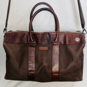 Ossington Genuine Bison Leather & Canvas Weekender Bag - 19" x 14" X 9"